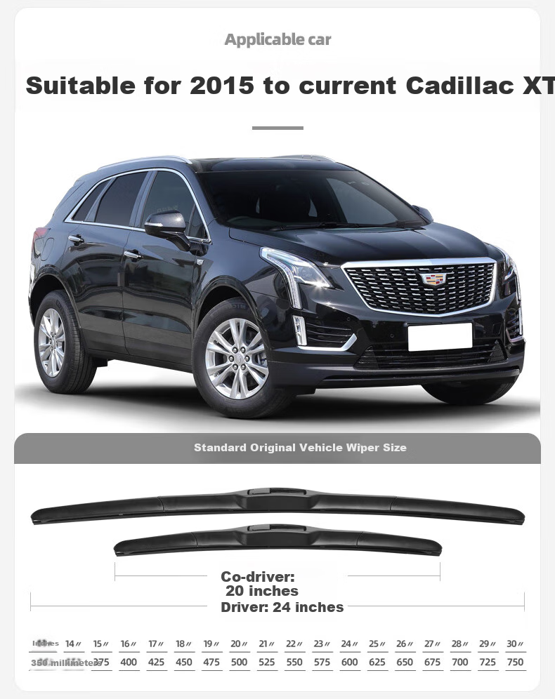 Deyun Cadillac XT5 Windshield Wipers for 2018-2026 Models, Specialized Three-Stage Front Wiper Blades, One Pair, Original Factory Equipment 3