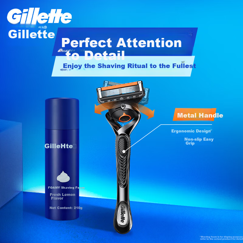 Gillette Manual Razor Fusion5 ProShield 1 Razor Handle 5 Razor Heads 5-Layer Blades Manual Shaver Birthday Gift for Men to Boyfriend Non-Lucky