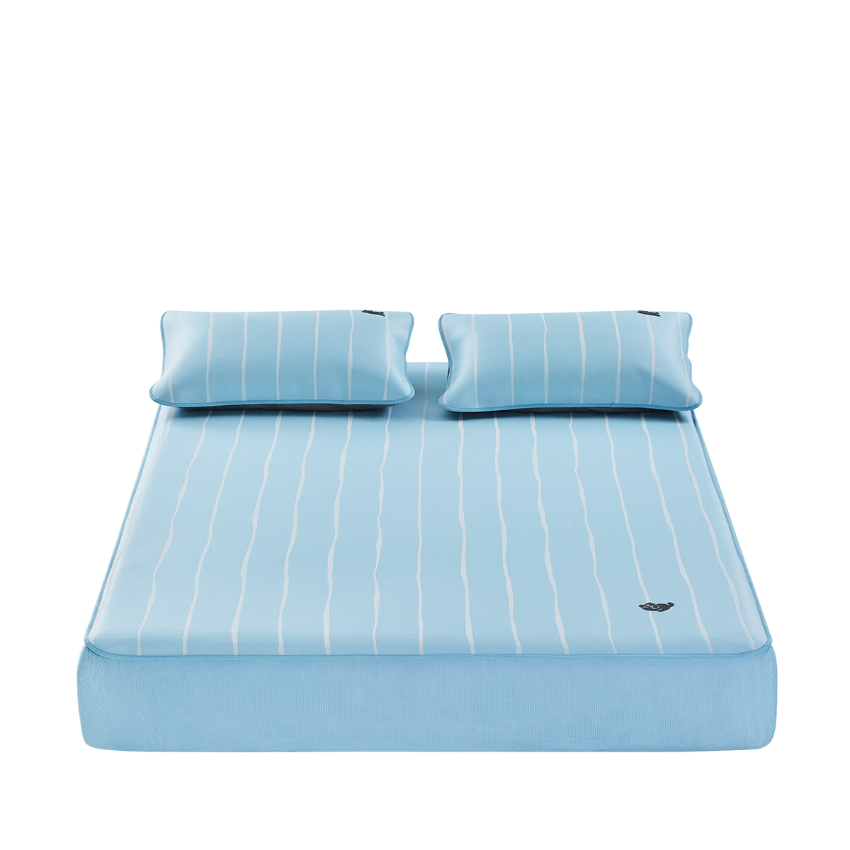LOVO Luolai Class A Ice Silk Cooling Mat, Double-Size Three-Piece Set, Blue, 150*200*30 [Machine Washable]