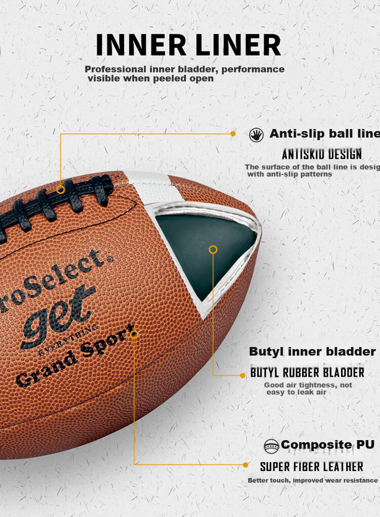 ProSelect Children's Rugby Ball, Moisture-Absorbing PU, Non-Slip, Wear-Resistant, Youth Competition Training Indoor And Outdoor Size 6 Rugby Ball GR023 2