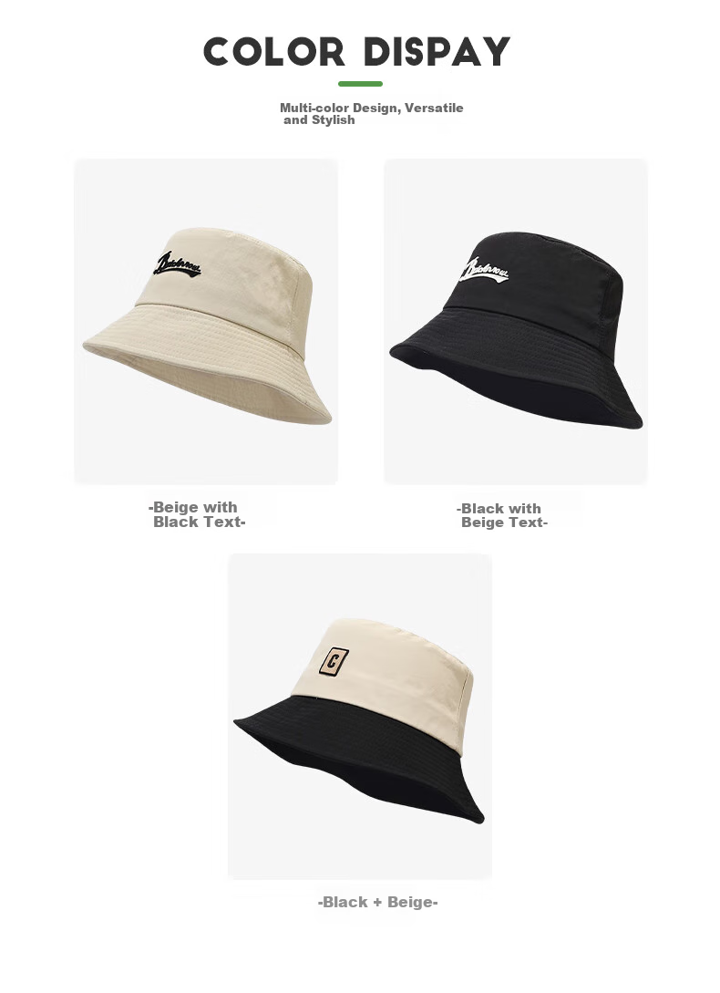 GLO-STORY Sun Hat, Korean Style Unisex Bucket Hat, Retro Versatile Fisherman Hat, MMZ814102, Black Lettering 6