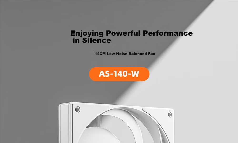 Kulin (IDCOOLING) 14cm Case Fan, 4-Pin Interface, PWM Temperature Control Cooling, Suitable for 280 Water Cooling Computer CPU Cooler Modification, White, AS-140 1