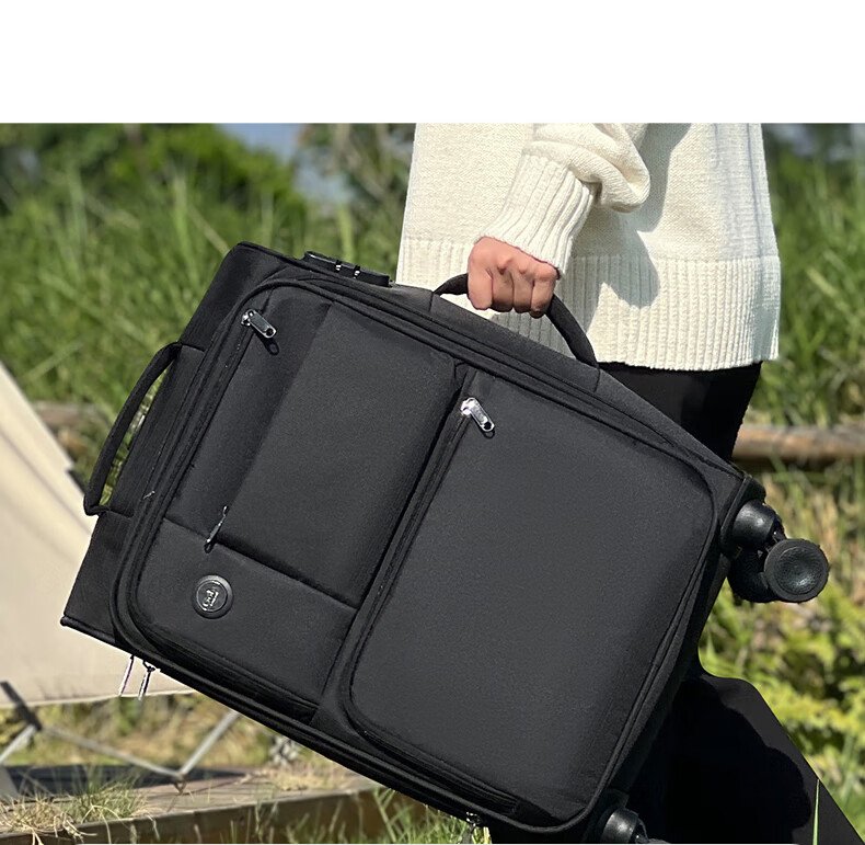 Goby Luggage, Ultra-Light Soft Oxford Fabric Suitcase, Multi-Pocket Case, 3001C Starry Black, 28-Inch Check-In Suitcase 21