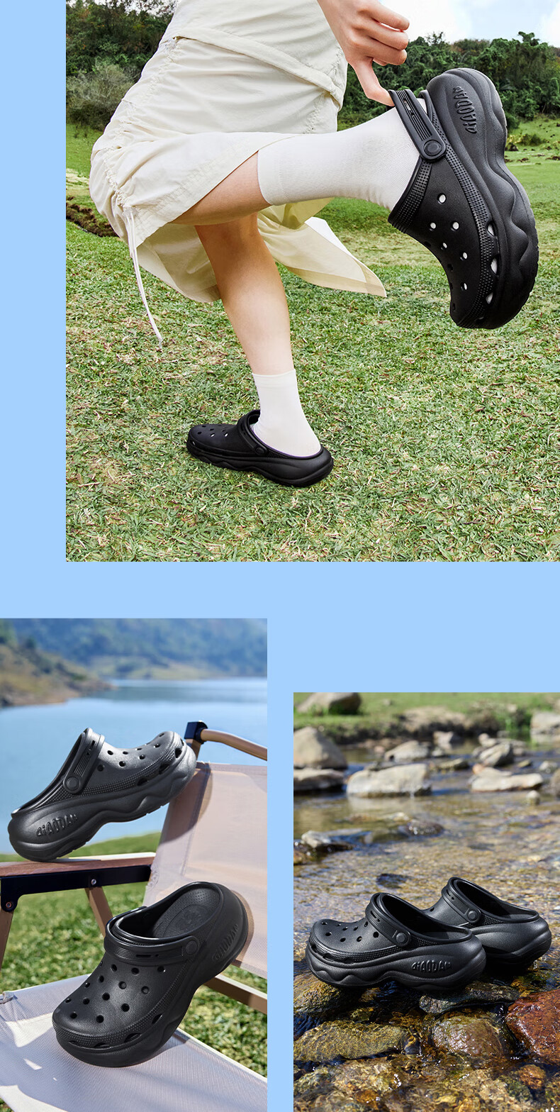 QIAODAN Women's Hamburger Perforated Shoes, Sneakers, Casual Shoes, Breathable Soft-Soled Sandals for Summer, Thick-Soled Height-Increasing Slippers for Wome 11