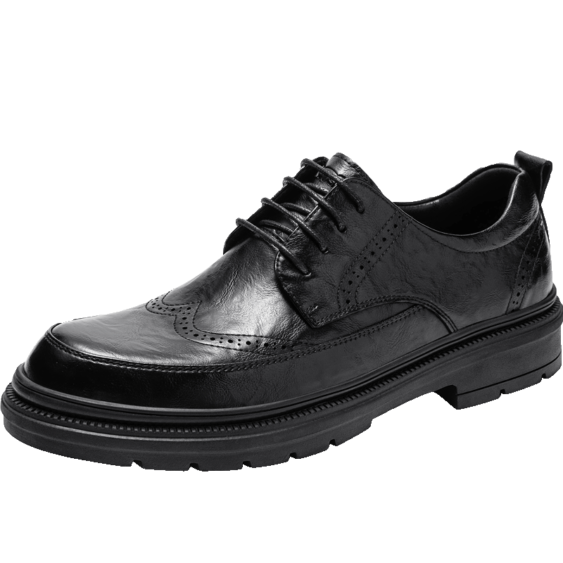 G.N.Shi Jia Men's Leather Shoes, 2026 Spring New Brogue Carved Men's Shoes, British Retro Heightening Formal Business Dress Shoes for Me