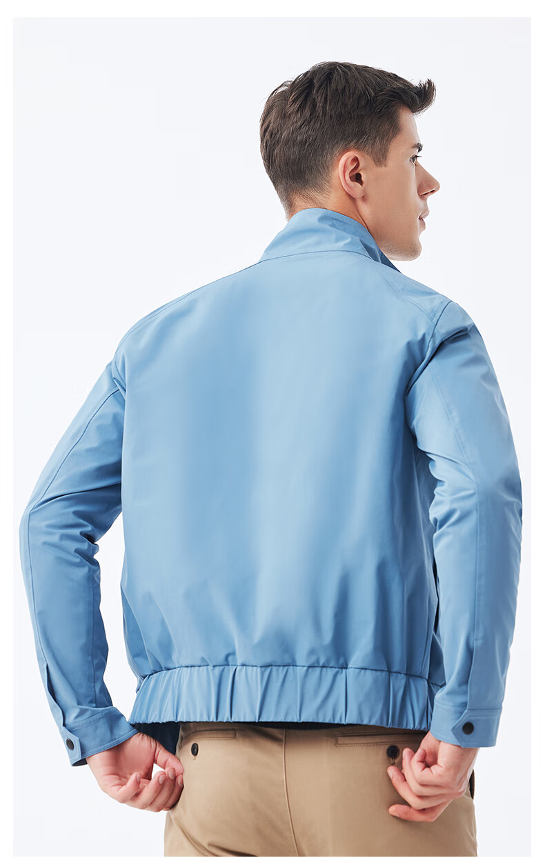 U.S. POLO ASSN. Mall-Matching Jacket for Men, Business Casual Stand-Collar Coat, Middle-Aged Men's Outerwear, Blue, 3XL 9