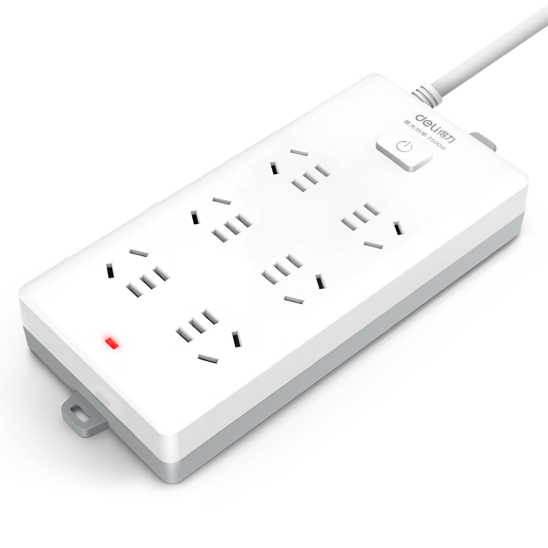 Deli 3C Certified National Standard Safe Power Strip, Extension Cord/Power Bar/Power Board/Surge Protector, 6-Outlet Combination Socket with 10-Meter Cord, Master Switch, 18264