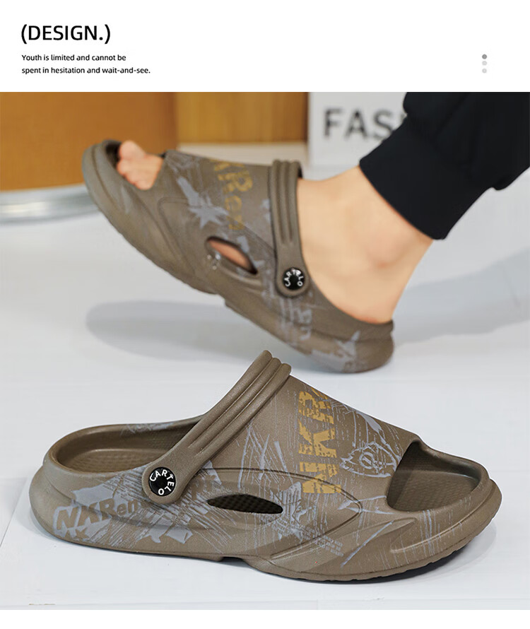 CARTELO Men's Slippers, Summer Breathable Sandals, Dual-Use Slip-Ons with Comfortable Feel, Sports Beach Shoes 11