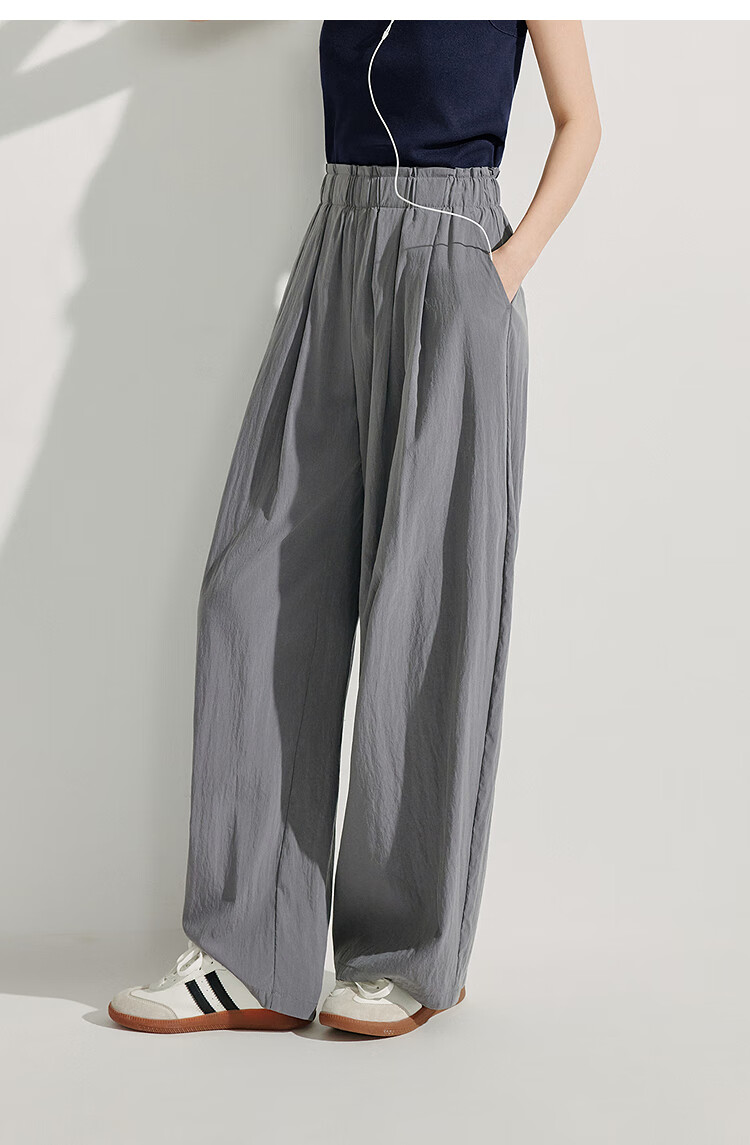 INMAN Lazy Flowy Banana Wide-Leg Pants Summer Women's New Trendy Versatile Elastic Waist Loose Long Trousers Dark Gray XL 49