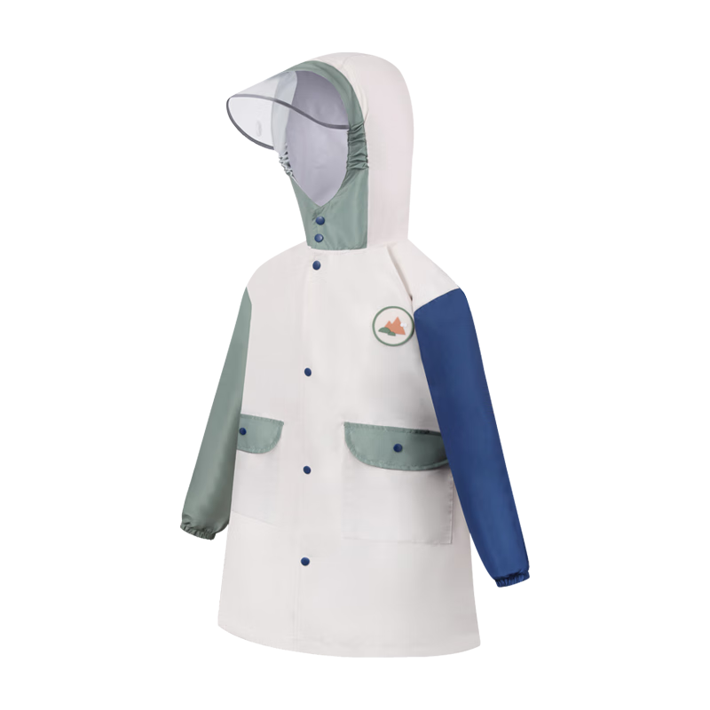 Lemon Baby Children's Raincoat for Boys and Girls with Backpack Space School Rain Poncho Starry Blue Beige M