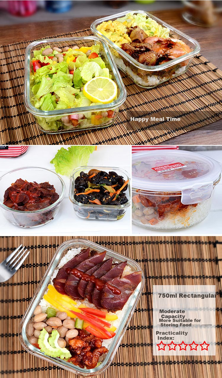 LOCK&LOCK Heat-Resistant Glass Food Storage Containers Set of Three: Sealed Lunch Boxes with Bento Box, Meal Containers And Lunch Bag 1000+750+300ML 15