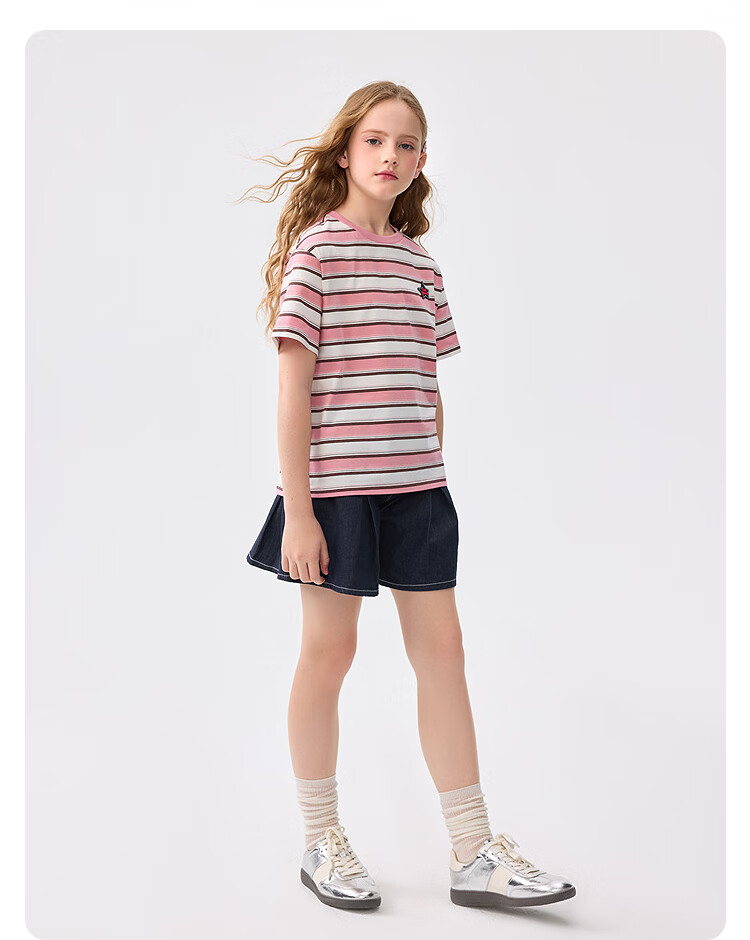 BALABALA Children's Clothing, Girls' Short-Sleeve T-Shirt, Summer Wear for Older Kids, Quick-Dry Sweet Printed Top, 208225117029 11