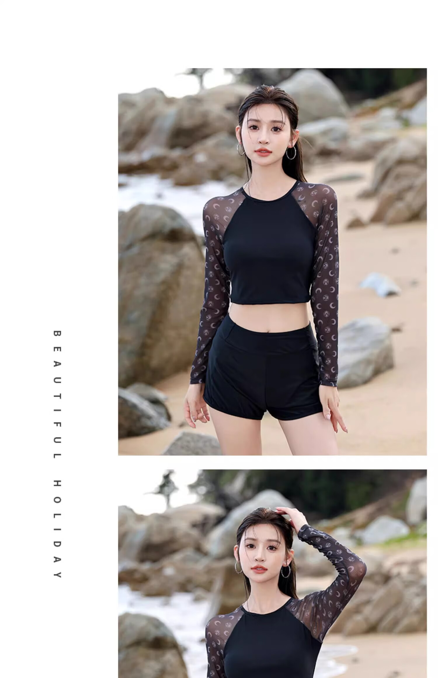 DK Women's New Sexy Two-Piece Swimsuit with Boyshort Bottom, Tummy Control Slimming Long Sleeve for Swimming Pool And Hot Springs XL 5