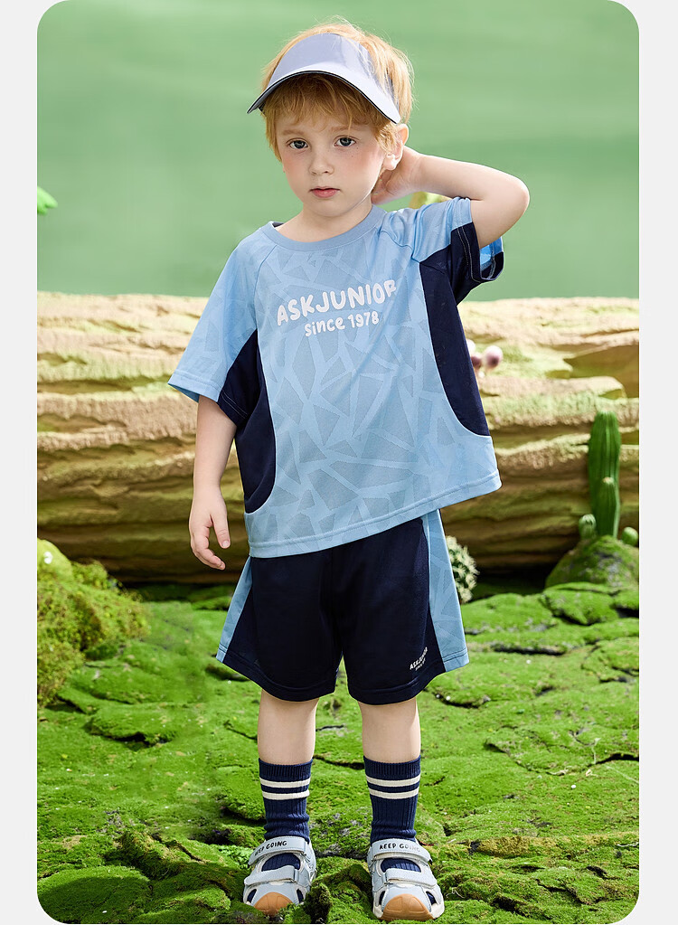 ASK JUNIOR Children's Clothing Set, Summer Wear, Quick-Dry Boys' Running Sports, Infant Short-Sleeve T-Shirt And Shorts, Baby Two-Piece Set 3