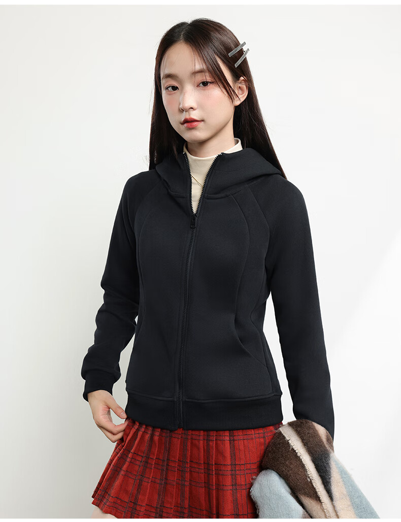 MJ STYLE Women's Casual Outfit, 2026 Autumn New Arrival, Slim-Fit Waist-Cinching Hoodie Jacket with Straight-Leg Pants, Two-Piece Set 9