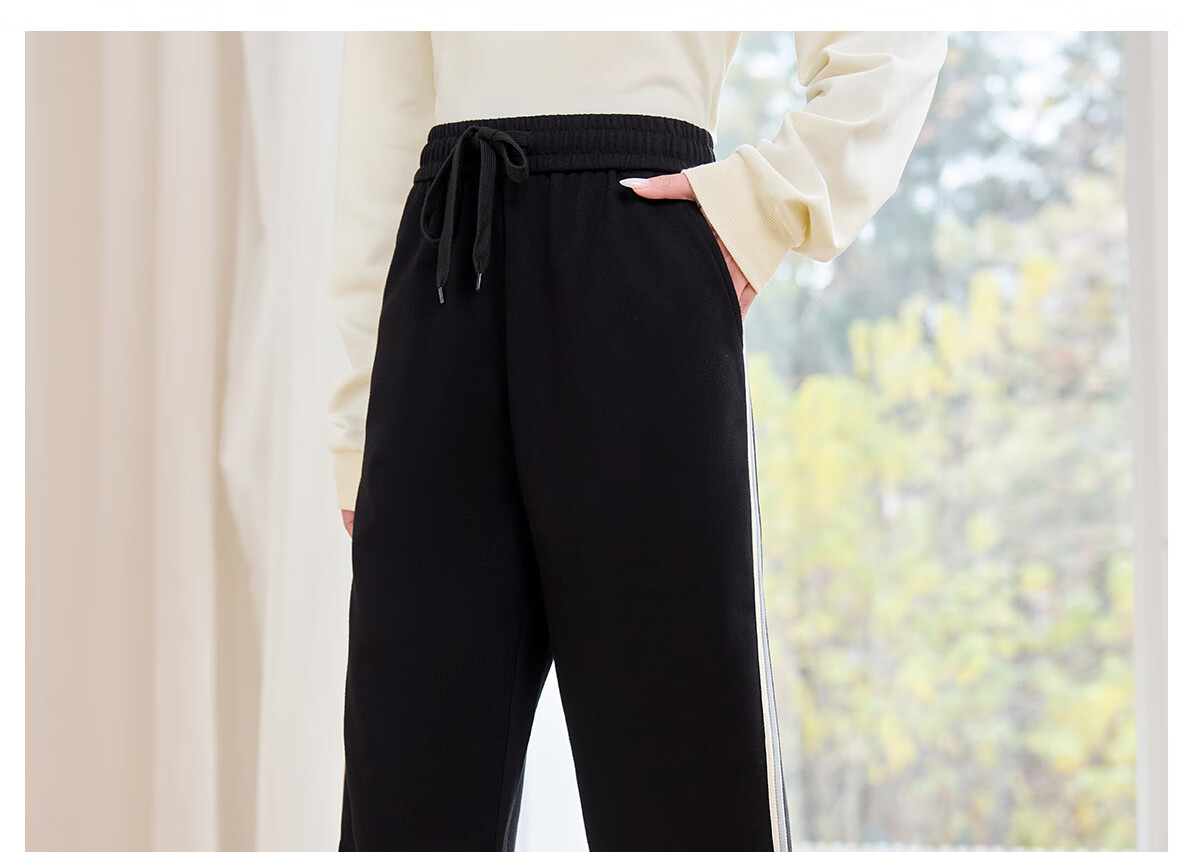 Halo Queen Casual Wide-Leg Pants for Women with Side Stripes Design, High-Waisted Loose Straight-Leg Trousers for Petite Figures H143K2003 20