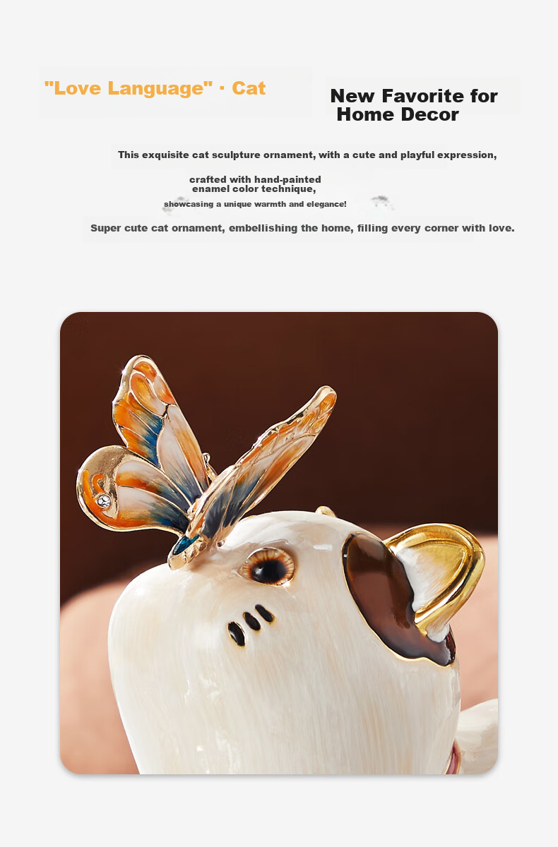 Nuoshiman Luxury Cat Figurine, Home Living Room Office Moving New House Gift, Birthday Present for Girlfriend, Wedding Gift for Newlyweds 2