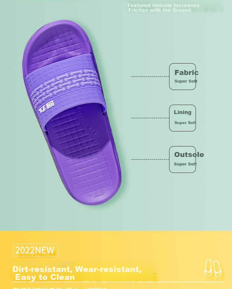 Huili Solid Color Simple Couple Slippers, Bathroom Indoor And Outdoor Fashionable Wear-Resistant Soft-Soled Outdoor Beach Sandals, Men's Style HL01801, Blue, Size 41 4