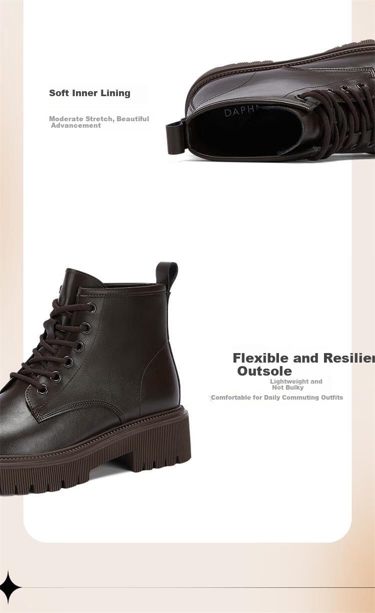Daphne Brown Martin Boots Women 2023 Autumn Winter Short Boots British Style Ankle Boots Black Size 36 6