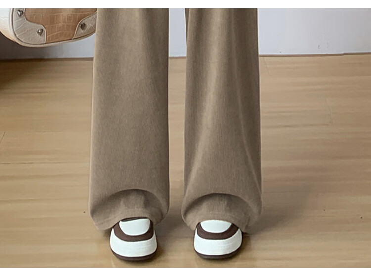 Yipintiancheng 2025 Autumn Wide-Leg Knit Casual Pants for Women, Loose-Fitting, Slimming, Draping, Comfortable Long Trousers, Solid Color Straight-Leg Pants for Wome 11