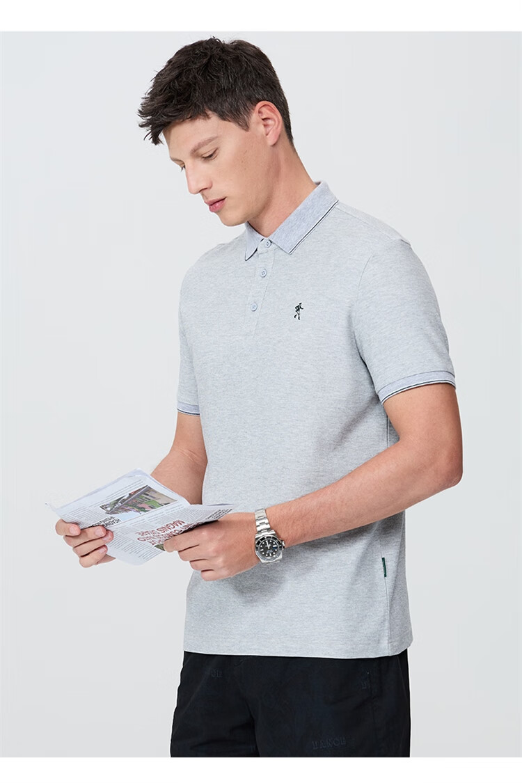 DANCING WOLVES [7A Antibacterial 2A Anti-Mite] Summer Cool Non-Shrinking Collar Men's Short-Sleeve POLO 701 Khaki XL(180) 12