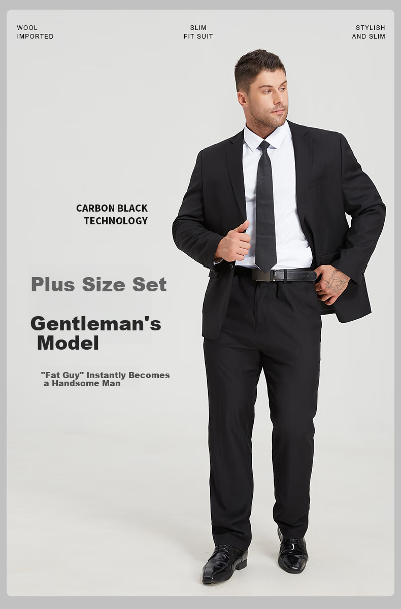 Dibinze Plus Size Suit Set for Men, Loose-Fitting Large Size Formal Wear Jacket for Overweight Grooms And Groomsmen Wedding Attire 1