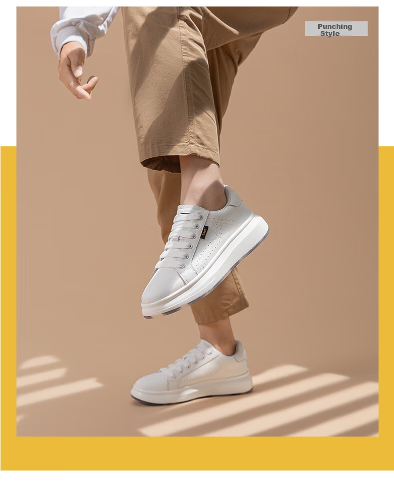 Lee White Sneakers for Men, Fashionable Casual Skateboard Shoes, Versatile Breathable Thick-Soled Low-Top Sports Casual Shoes, Black, Size 43 7