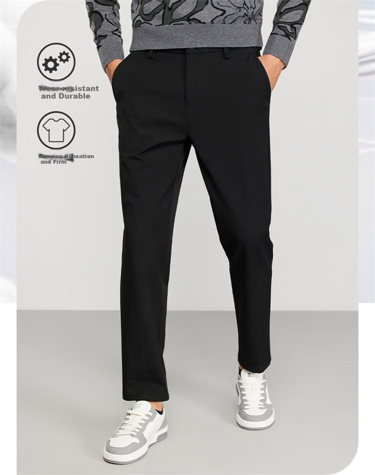 DANCING WOLVES [TR Wrinkle-Resistant] Business Commute Casual Pants, Crisp And Stylish Men's Casual Trousers, 001 Black, Size 28 2