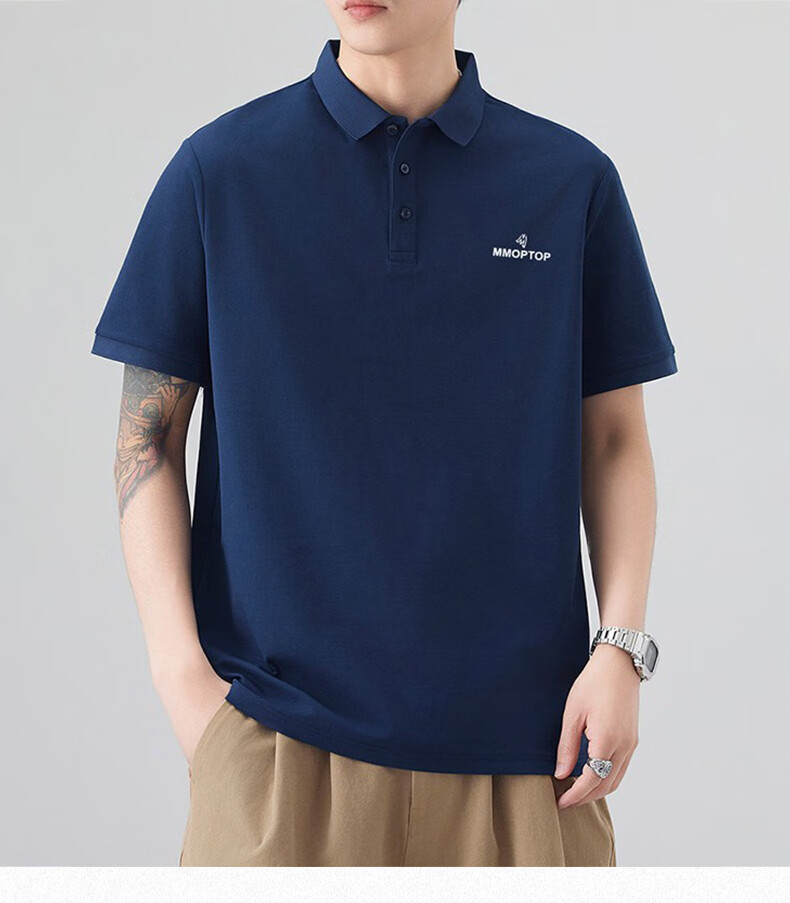 MMOPTOP Father's Day Suoluna Antibacterial Ice Silk Polo Shirt, Summer Men's Business Xinjiang Cotton Short Sleeve MP10 White M 7