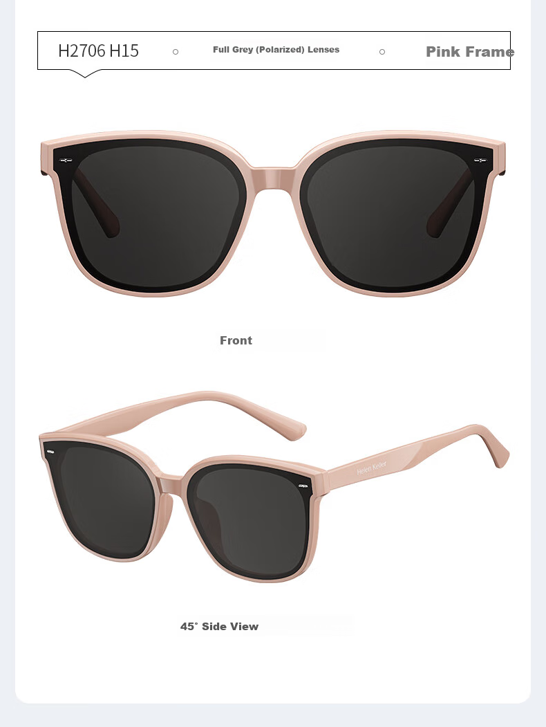 HELEN KELLER Sunglasses for Men, Trendy Square Frame, UV Protection, Polarized Driving Glasses for Women H2706H01 11