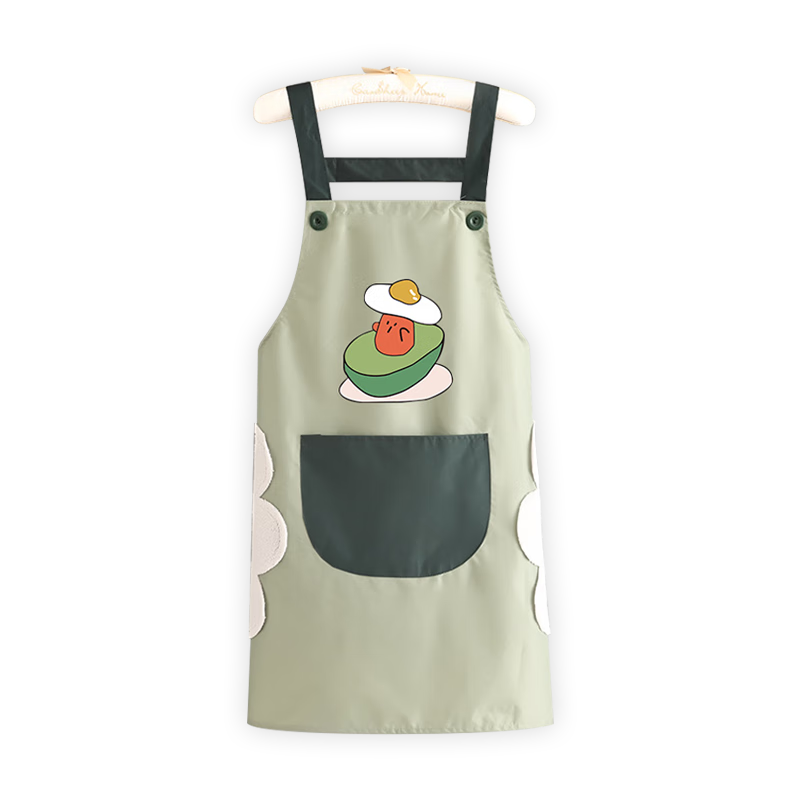 AOmeiyou Kitchen Waterproof And Oil-Proof Apron, Unisex Bib Apron, Korean Style Long-Sleeve Baking Smock, Avocado Light Gree