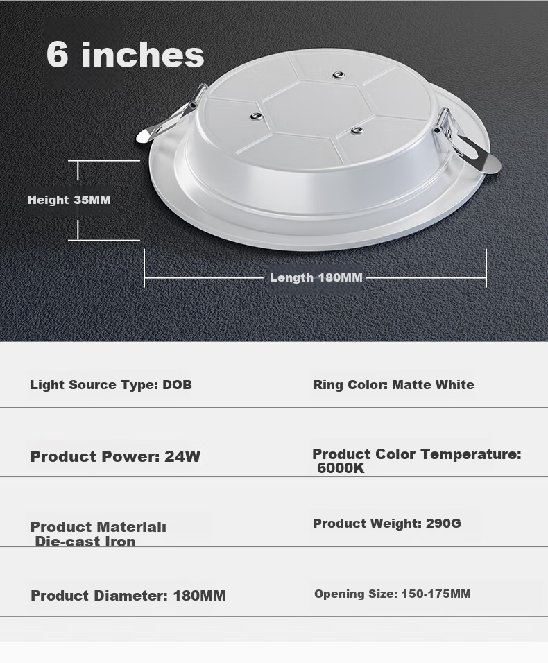 Boteti Recessed Downlight, 15W Ultra-Thin, Ceiling Light for Living Room, 4-Inch White Light [6000K] 6