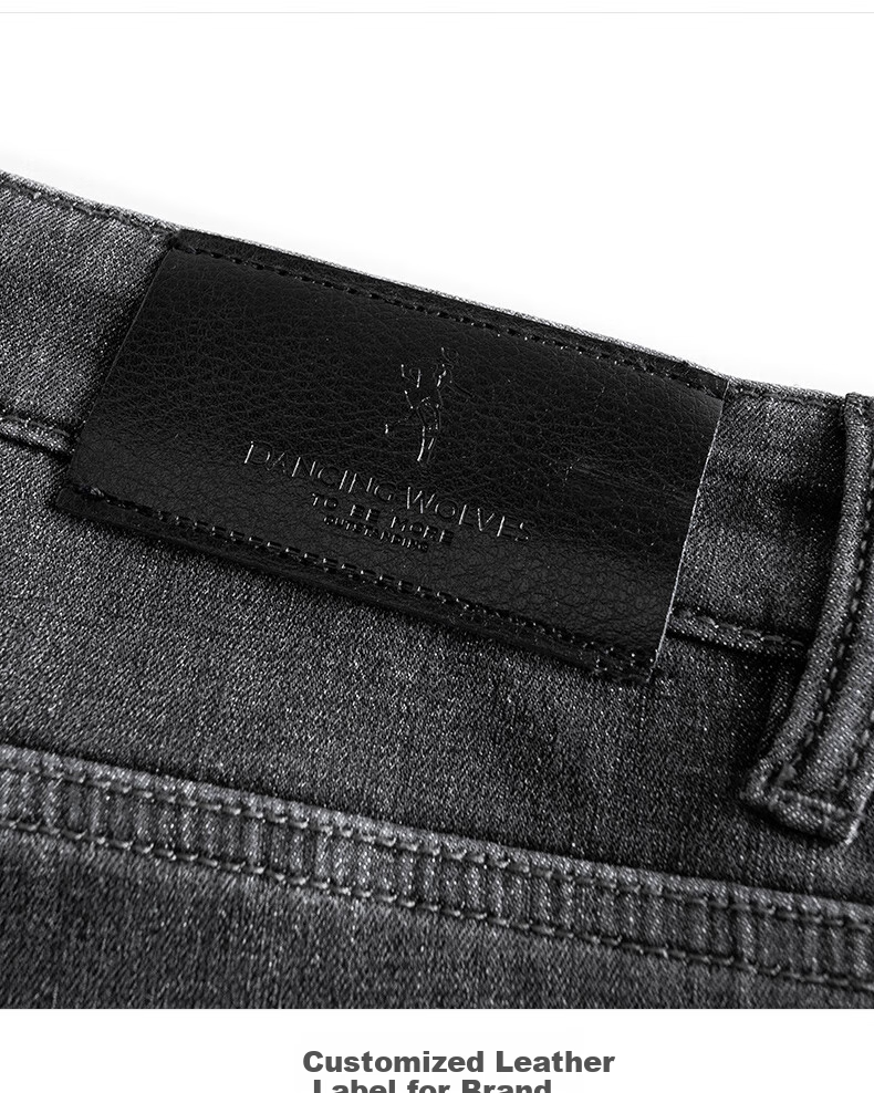 DANCING WOLVES [Lined with Fleece] Autumn And Winter Fashion Versatile Commuter Stretchy Men's Jeans, 015 Dark Gray, Size 28 6