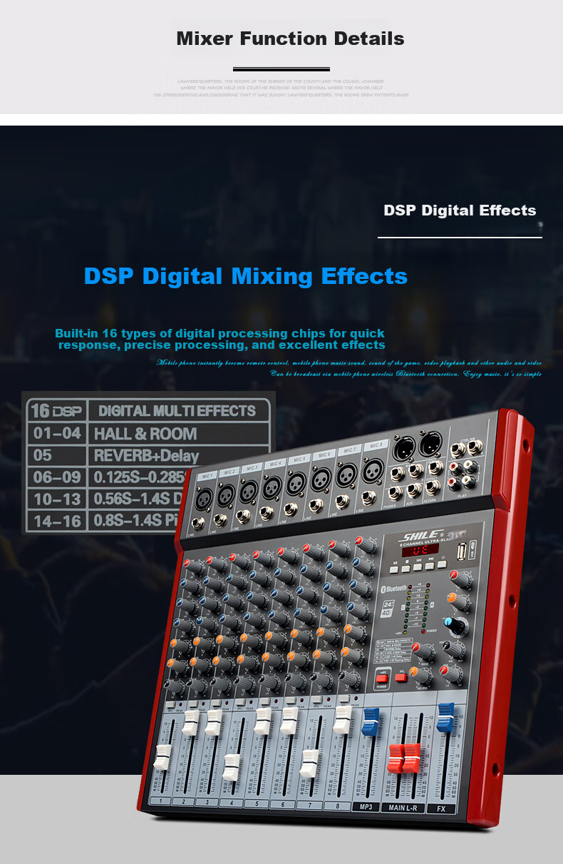 SHILE 12-Channel Professional Mixing Console for KTV, Stage Events, Meetings, Performances, Recording Digital Analog Mixer Tianqin No. 10 with XLR Cable Versio 5