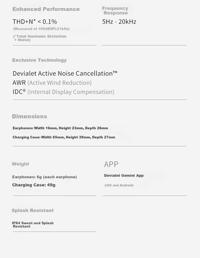 Diwalei DEVIALET GEMINI II Matte Black, Dual Star Second Generation, True Wireless Noise-Cancelling Bluetooth Earphones, In-Ear High-Fidelity Heavy Bass HIFI Grade, Birthday Gift 17