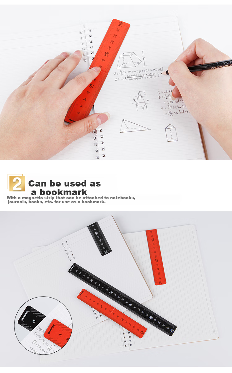 Nakabayashi Zhonglin 15cm Folding Scale Ruler, Magnetic Bookmark, Study And Office Universal Mini Small Ruler, Soft Ruler for Elementary School Students, Beige, 150mm 3