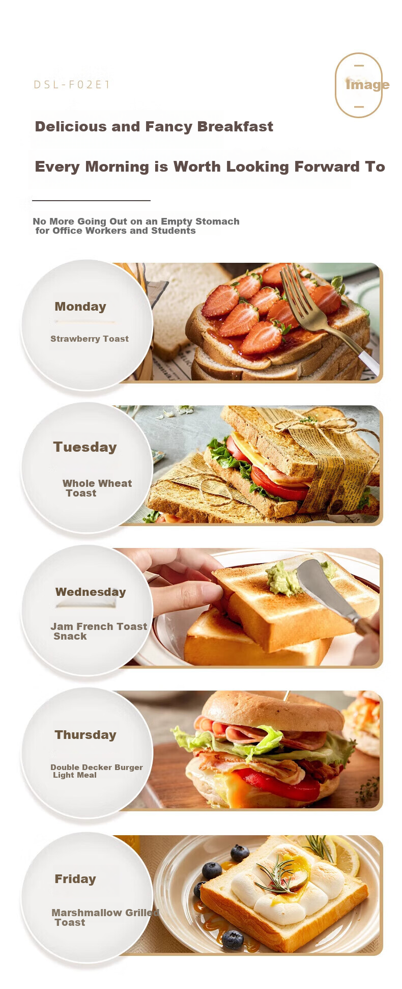 Bear Bread Toaster, Multi-Function Grill, Household Bread Maker, Sandwich Toaster, Small Automatic Toast Machine DSL-F02E1 7