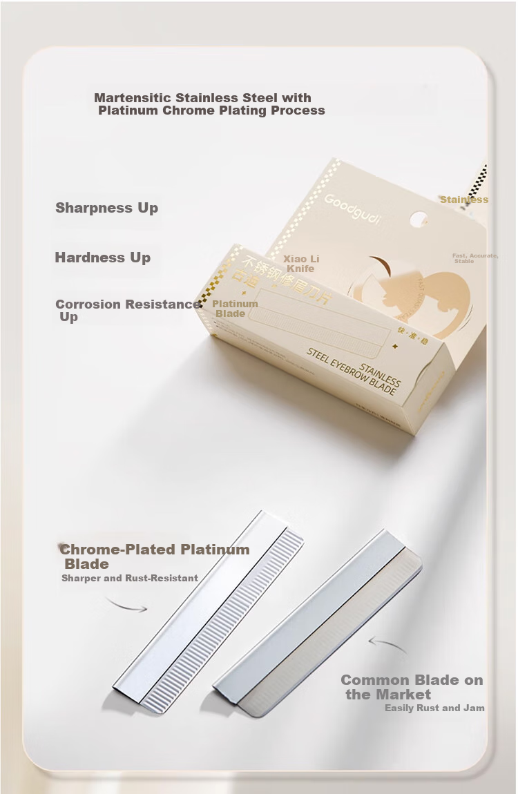 Goood New Stainless Steel Eyebrow Razor Blades for Beauty Salons (30 Pieces + Blade Holder), for Women's Eyebrow Shaving And Men's Eyebrow Trimming 1