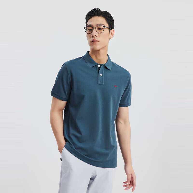 SEPTWOLVES Cool-Feeling Color-Fixing Short-Sleeve Polo Shirt for Men, Antibacterial Turndown Collar Business Casual Solid Color Multi-Color Small Wolf Logo T-Shirt