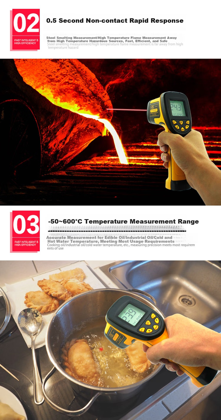 Xima Infrared Thermometer, High-Precision Industrial Temperature Gun for Food Baking And Electronic Thermometers, Oil Thermometer AS842A 4