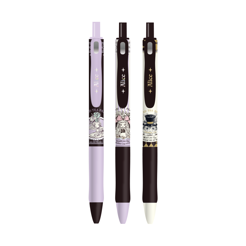 MASMARCU Morning Light Alice Retractable Quick-Dry 0.5mm Gel Pen Large Capacity Smooth Black Ink 3-Pack AGPJ4233