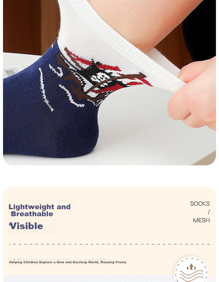 LangSha Children's Socks for Boys, Spring And Summer Cotton Socks, Comfortable Breathable Casual Sports Socks for Boys, Small to Big Kids Mid-Calf Socks 8