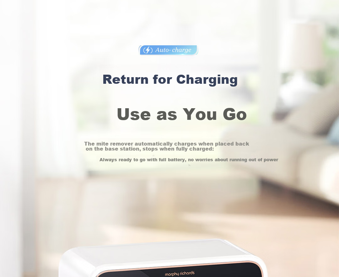 Morphyrichards Self-Cleaning Dust Mite Remover Wireless Bed Vacuum Cleaner, Intelligent Dust And Mite Removal Device with Strong Suction, Long Battery Life of 120 Days without Emptying, Automatic Rechargeable Mite Remover MR3106 15