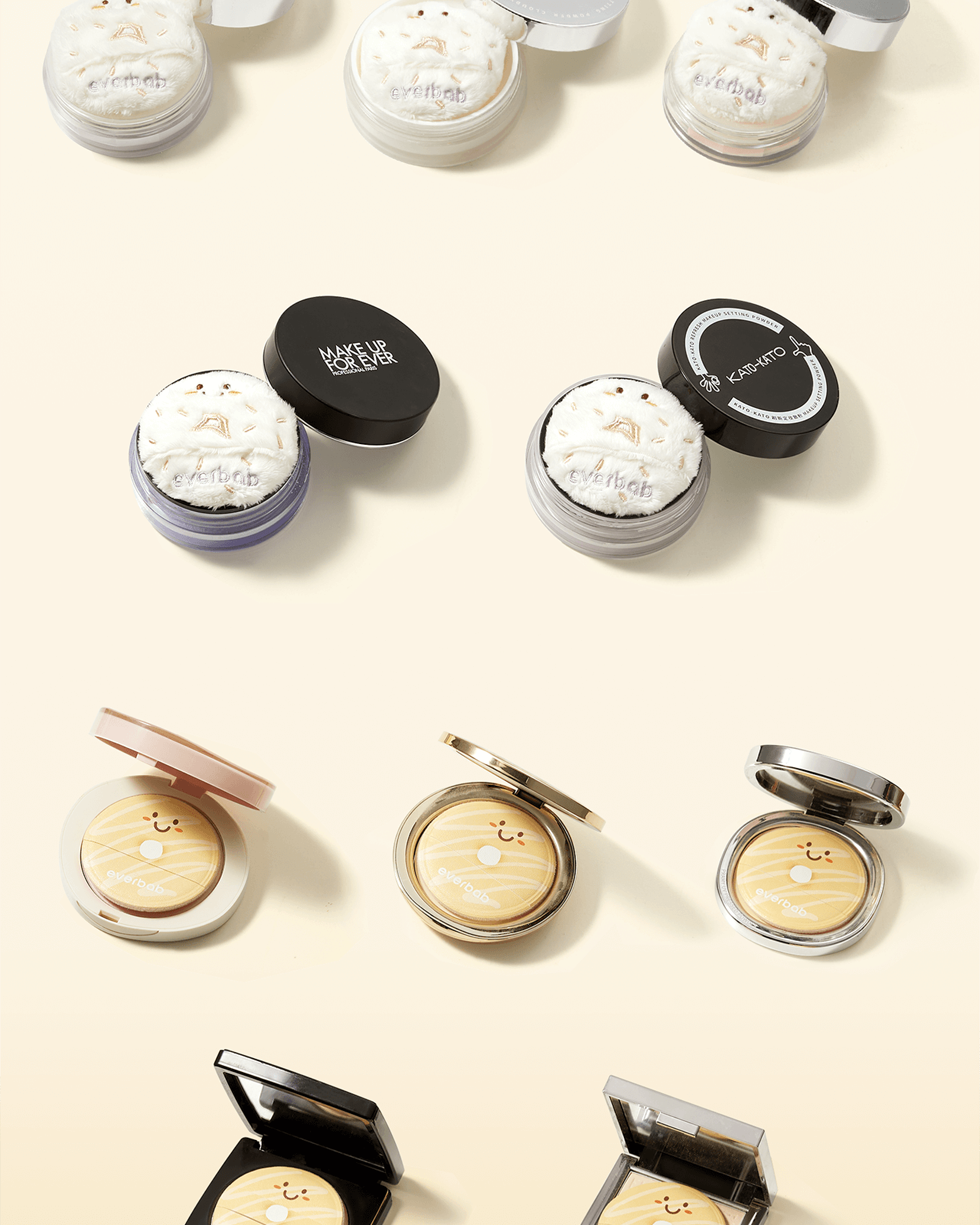 Everbab Aibella Coconut Bagel Velvet Bare Skin Loose Powder Puff 2pcs Setting Makeup Sponge 13