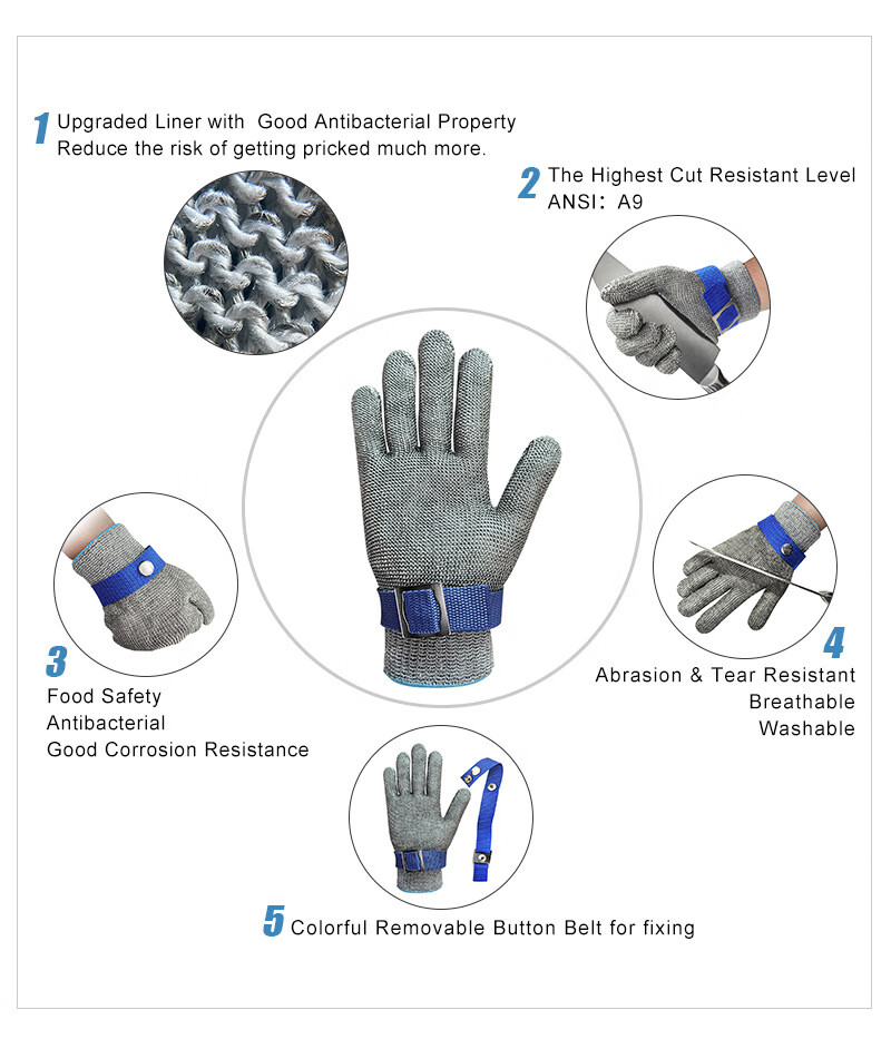 Yuanmian HPPE Level 5 Cut-Resistant Gloves, Protective Work Gloves, Thickened Wear-Resistant Anti-Cut Anti-Puncture Construction Site Gloves, Level 5 Latex Wrinkle Gloves [1 Pair] 5