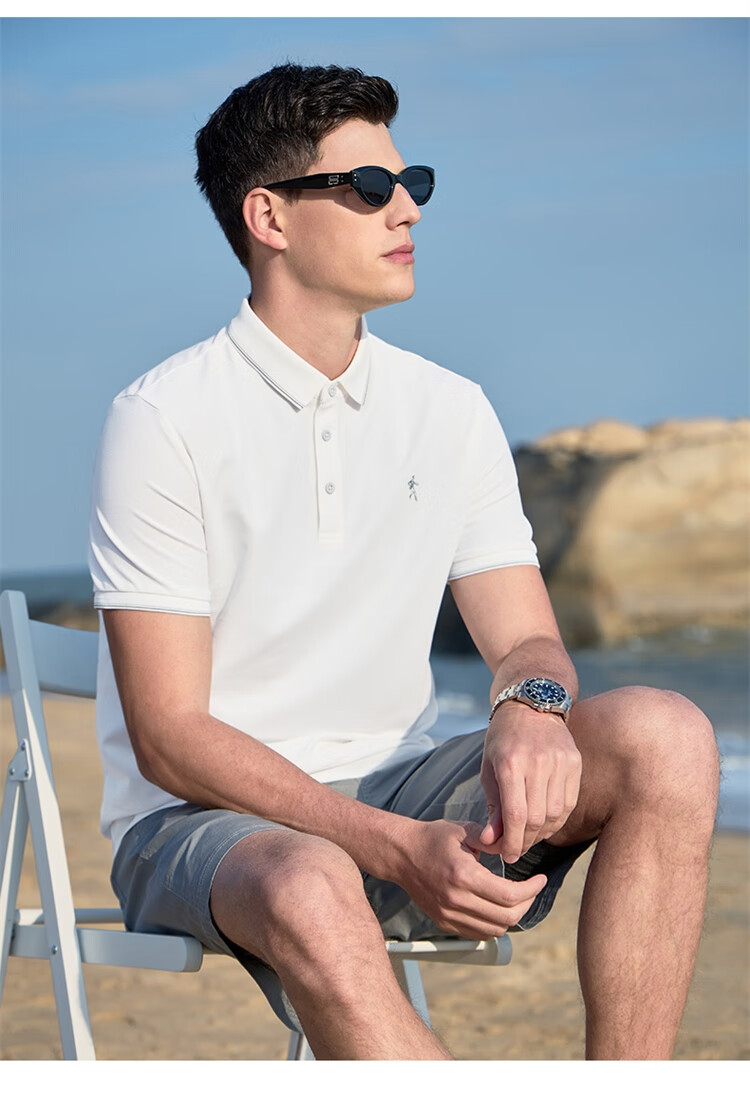 DANCING WOLVES [7A Antibacterial 2A Anti-Mite] Summer Cool Non-Shrinking Collar Men's Short-Sleeve POLO 701 Khaki XL(180) 19