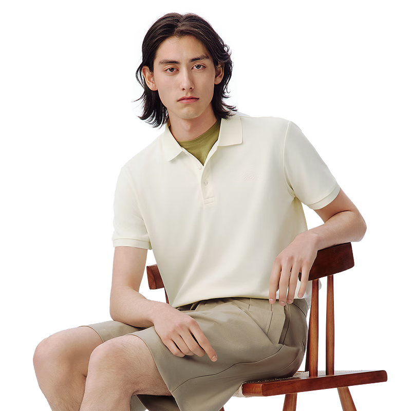 Hongdou Ice Cream Men's Short Sleeve Polo Shirt Summer Cool Moisture-Wicking Quick-Dry Collared T-Shirt