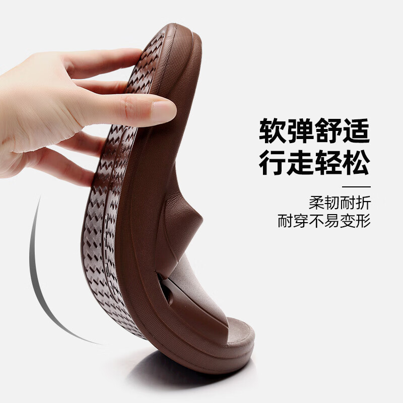 GUOLUOFEI Home Slippers, High-End Feel, Summer Indoor Non-Slip Bathroom Shower Sandals for Women, Coffee Color, Size 43-44