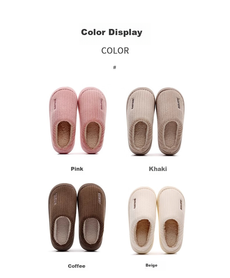 GUOLUOFEI Striped Cotton Slippers for Men And Women, Couples' Indoor Non-Slip Plush Warm Thick-Soled Slippers, Khaki, Size 36-37 6