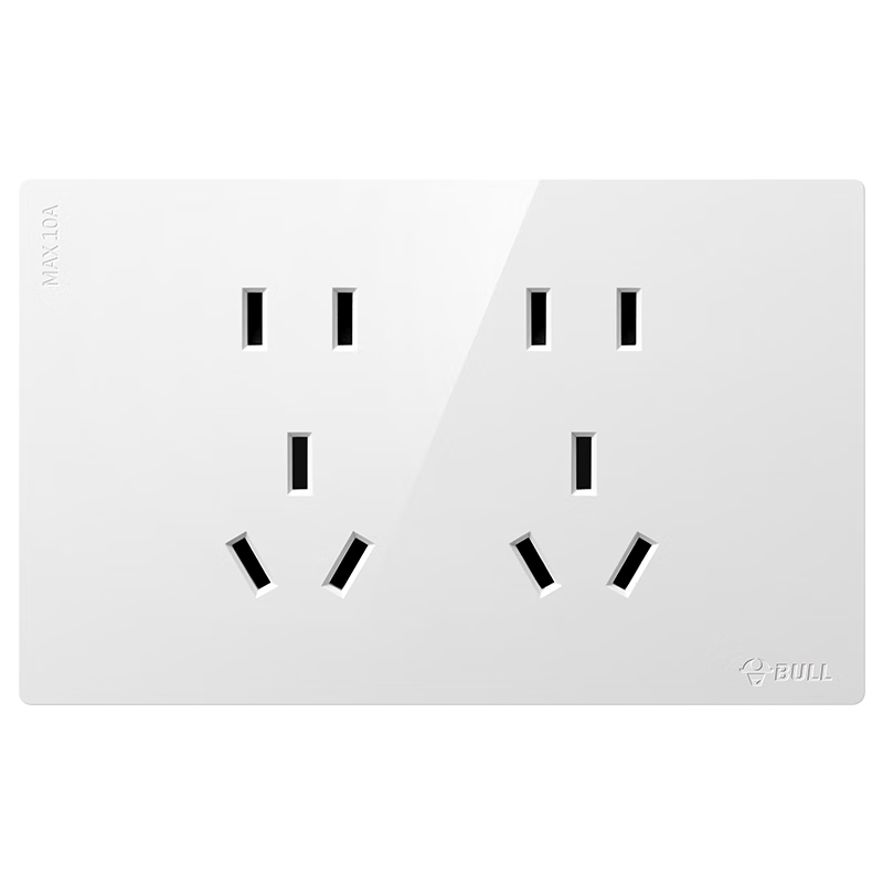 BULL Ultra-Thin 118 Type Switch Socket 10-Hole 6-Hole Panel G60Z256 Glossy White